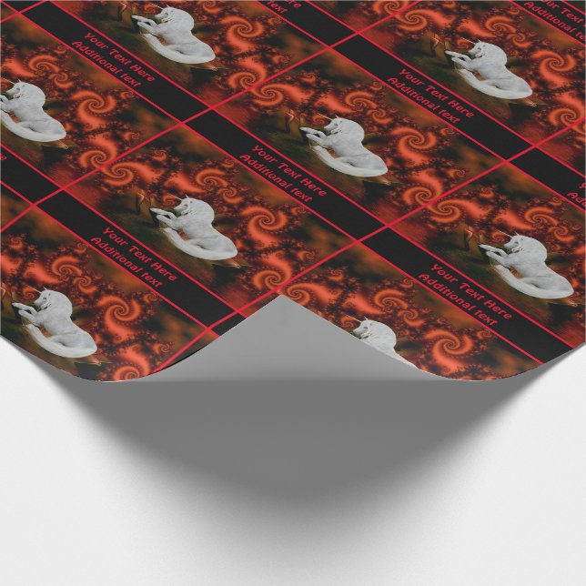 Hübsche Weiße Einhornfantasie Personalisiert Geschenkpapier (Ecke)