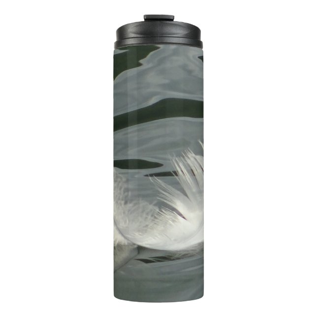 Hübsche weiße Feder Thermosbecher (Vorderseite)