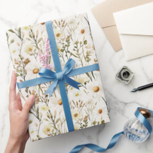 Hübsche weiße Gänseblümchen Geburtstag Geschenkpapier