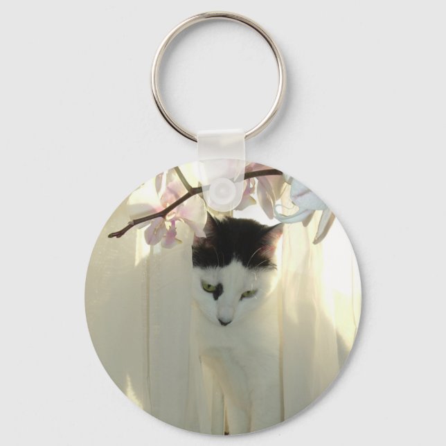 Hübsche weiße Katze Schlüsselanhänger (Vorderseite)