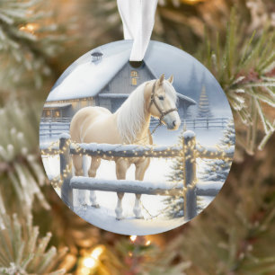 Hübsche Weiße Pferdezucht Weihnachten Personalisie Ornament