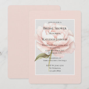 Hübsche Weiße Rosa Rosenblüten Brautdusche Einladung
