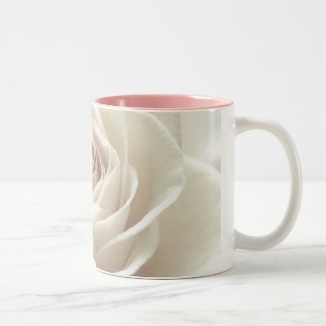 hübsche weiße Rosen-Tasse Zweifarbige Tasse (Rechts)