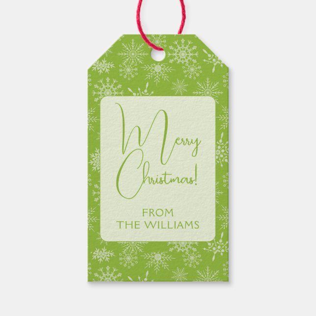 Hübsche weiße Schneeflocken Weihnachtsfeiertag Geschenkanhänger (Vorderseite)