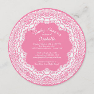 Hübsche weiße Spitze Mädchen Baby Shower Einladung
