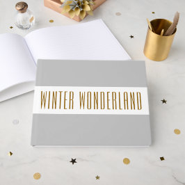 Hübsche weiße Streifen WINTER WONDERLAND Gästebuch