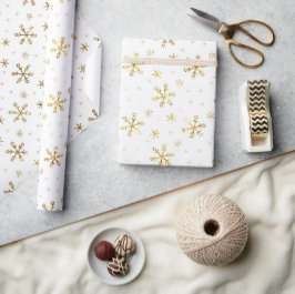 Hübsche weiße und goldene Weihnachtsschneeflocke Geschenkpapier