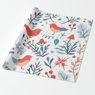 Hübsche weiße Wintervögel Geschenk Geschenkpapier