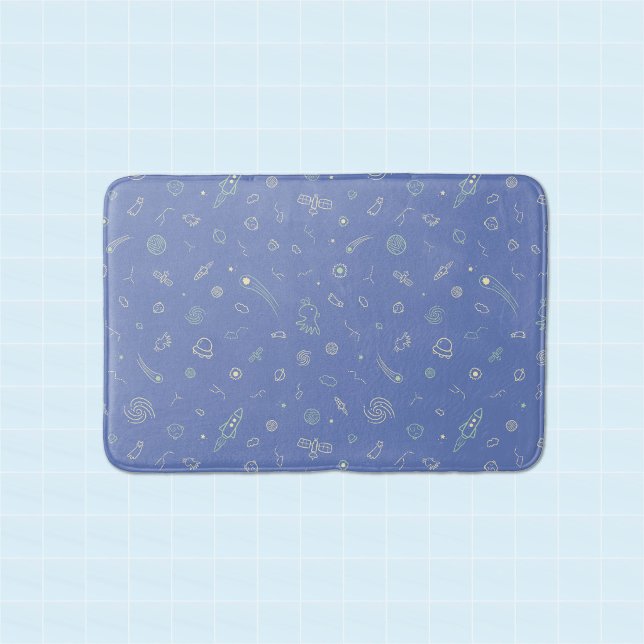 Hübsche Weltraum-Doodle-Badematte Badematte (Step into the stars right after your shower.)