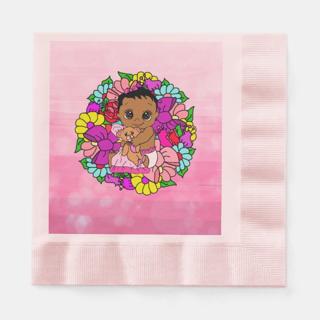 Hübsche whimsical Floral Girl's Baby Shower Ethnic Serviette (Vorderseite)