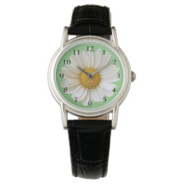 Hübsche White Daisy auf Sage Green Armbanduhr