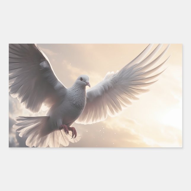 Hübsche White Peace Dove Rechteckiger Aufkleber (Vorderseite)