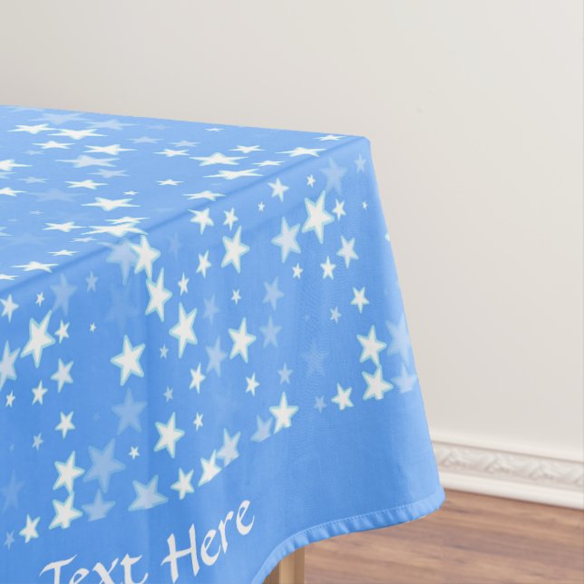 Hübsche White Stars auf Baby Blue Personalisiert E Tischdecke (Beispiel)