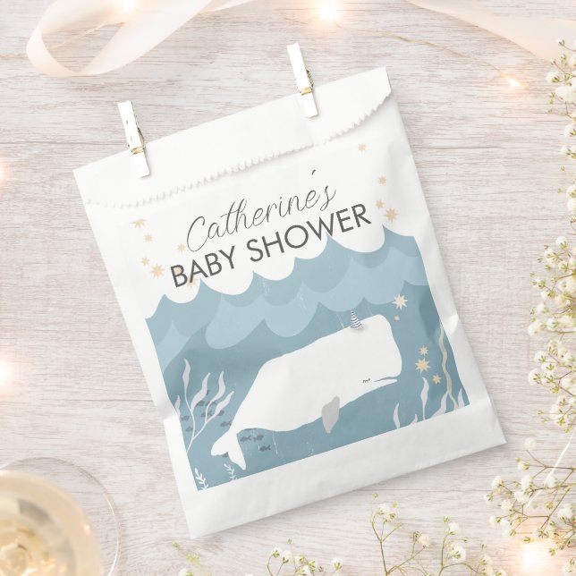 Hübsche White Whale Baby Dusche Geschenktütchen (Ausgeschnitten)