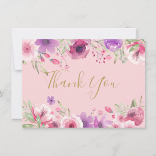 Hübsche Wiesenblumen Gold Schrift Danke