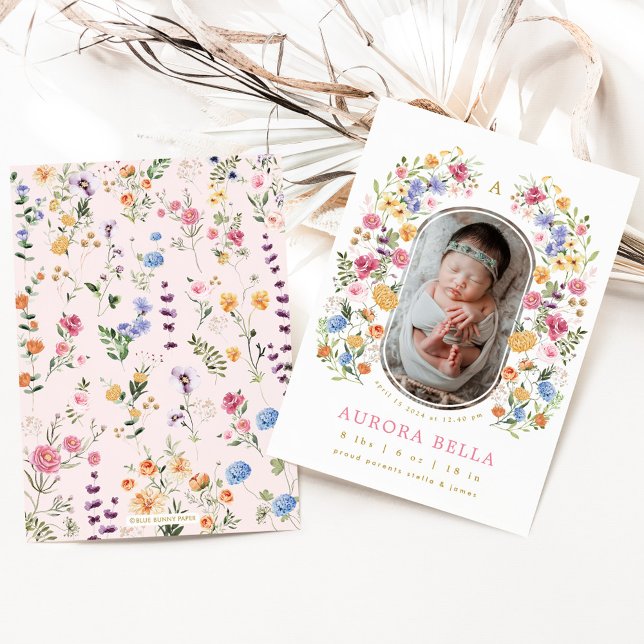 Hübsche Wildblume Baby Girl Geburtsankündigung Einladung (Von Creator hochgeladen)
