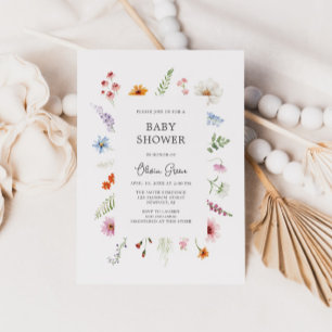 Hübsche Wildblume Frame Baby Dusche Einladung