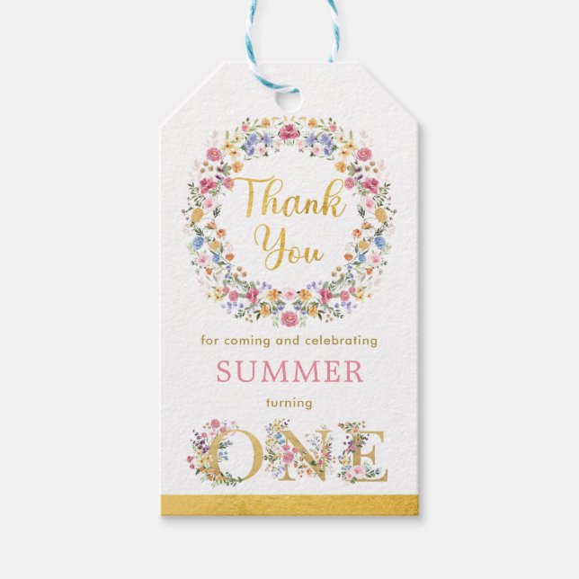 Hübsche Wildblume Gartenschmuck Girls 1. Geburtsta Geschenkanhänger (Vorderseite)