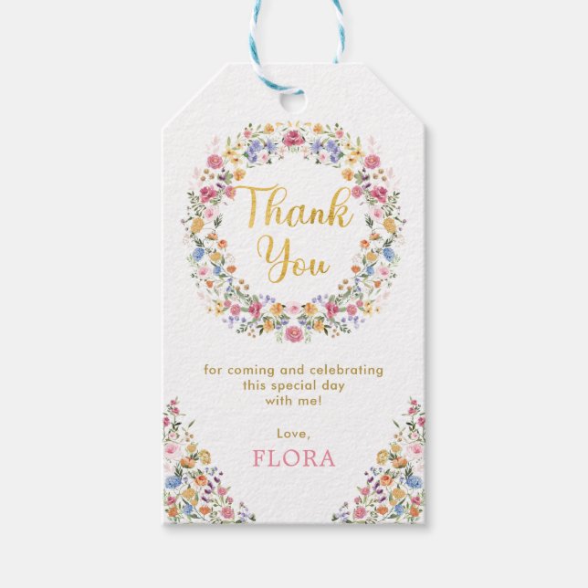 Hübsche Wildblume Gartenschmuck Girls 1. Geburtsta Geschenkanhänger (Vorderseite)