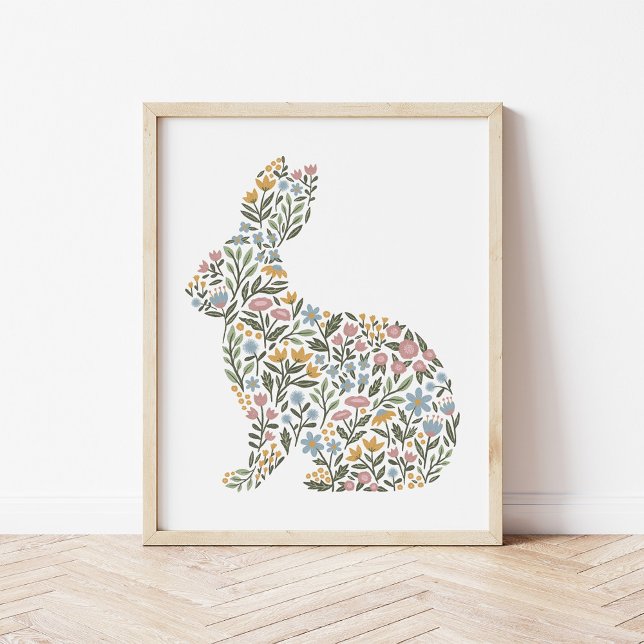Hübsche Wildblume Kaninchen Frühlingskunst Poster (Von Creator hochgeladen)