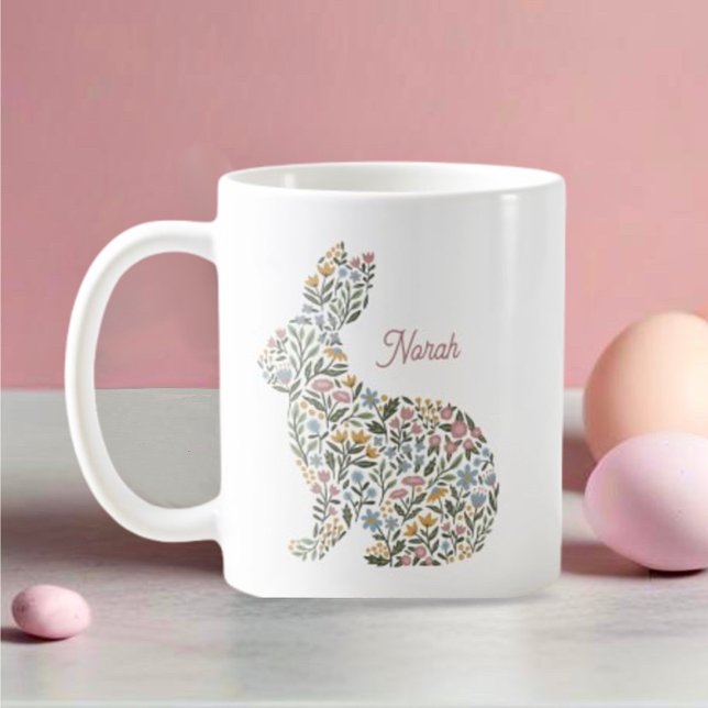 Hübsche Wildblume Kaninchen Personalisiert Ostern Kaffeetasse (Von Creator hochgeladen)