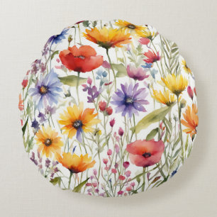 Hübsche Wildblume Kunst, Kultur Rundes Kissen
