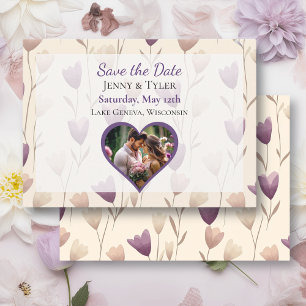 Hübsche Wildblume Lila Botanische Hochzeit Save The Date