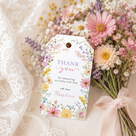 Hübsche Wildblumen Baby in Blüte Baby Shower Geschenkanhänger