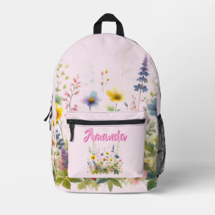 Hübsche Wildblumen blühen Rucksack mit deinem Nam