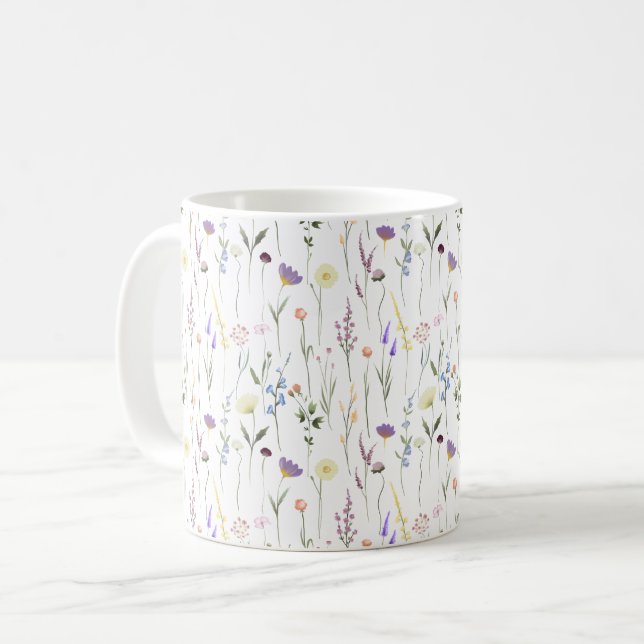 Hübsche Wildblumen Blumenmuster Kaffeetasse (Vorderseite Links)