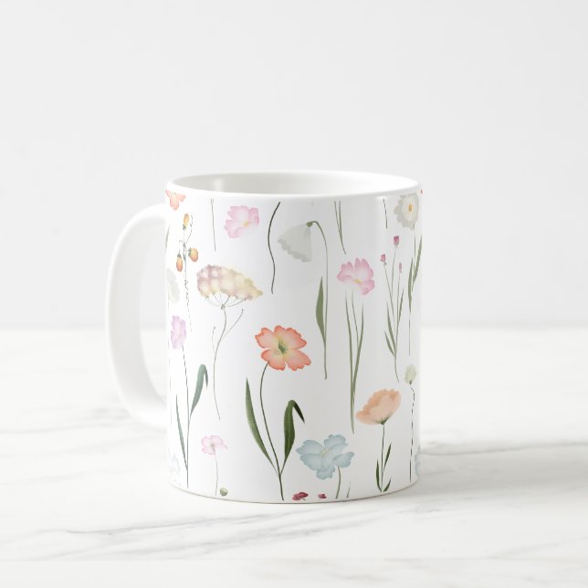 Hübsche Wildblumen Blumenmuster Kaffeetasse (Vorderseite Links)