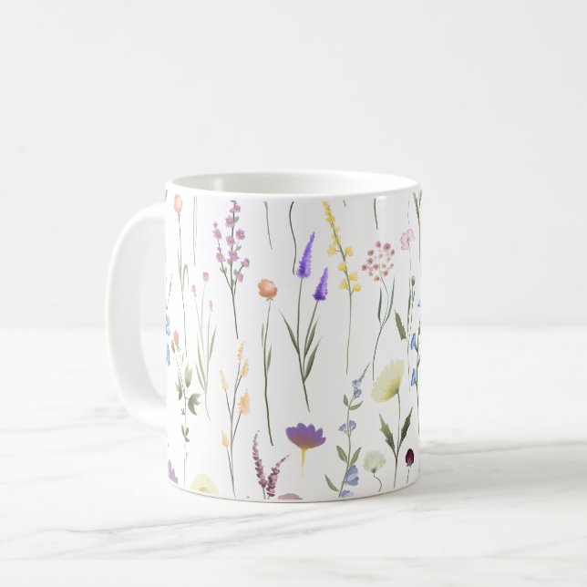 Hübsche Wildblumen Blumenmuster Kaffeetasse (Vorderseite Links)