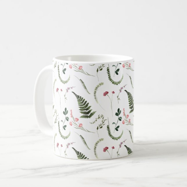 Hübsche Wildblumen Botanisches Muster Kaffeetasse (Vorderseite Links)