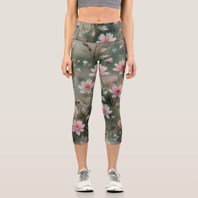 Hübsche Wildblumen Capri Leggings (Vorderseite)