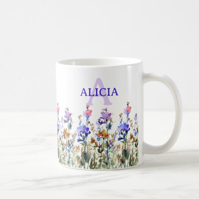 Hübsche Wildblumen | Dein Name | Kaffeetasse (Rechts)