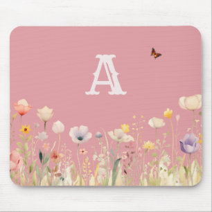 Hübsche Wildblumen für Aquarellfarben und Monogram Mousepad