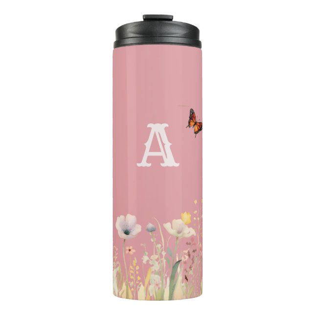 Hübsche Wildblumen für Aquarellfarben und Monogram Thermosbecher (Vorderseite)