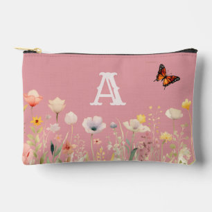 Hübsche Wildblumen für Aquarellfarben und Monogram Zubehörtasche