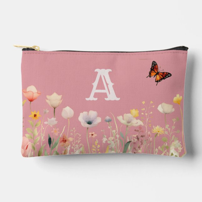 Hübsche Wildblumen für Aquarellfarben und Monogram Zubehörtasche (Vorderseite)