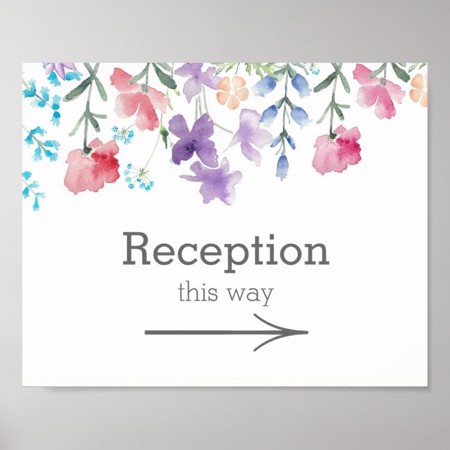 Hübsche Wildblumen | Garden Wedding Empfang Sign Poster (Vorne)