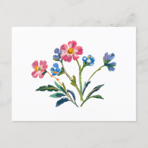 Hübsche Wildblumen in Blau und Rosa Postkarte