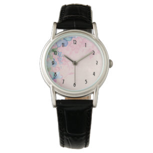 Hübsche Wildblumen in Rosa und Blau Armbanduhr