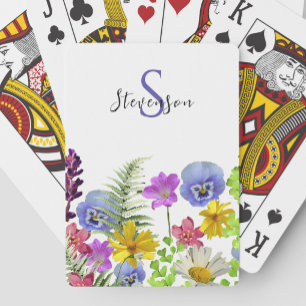 Hübsche Wildblumen mit individuellem Namen und Mon Spielkarten