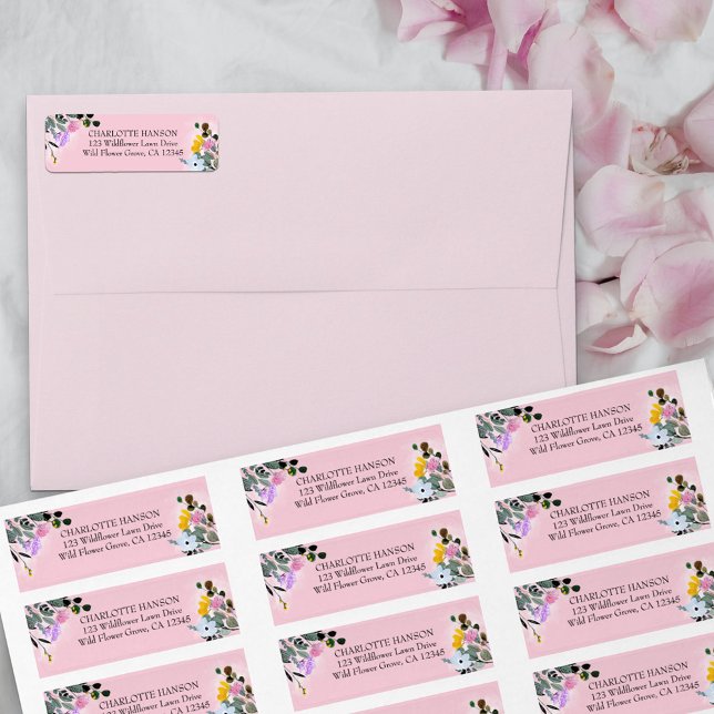 Hübsche Wildblumen Rosa Rücksendeadresse (Pink return address labels from my Wildflower Lawn Collection.)