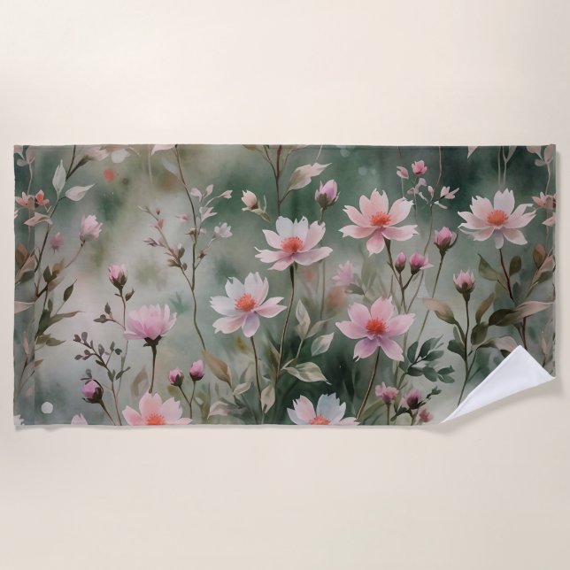 Hübsche Wildblumen Strandtuch (Vorderseite)