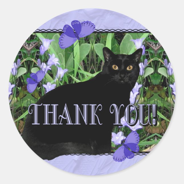 Hübsche Wildblumen und Katzen Danke Stickers (Vorderseite)