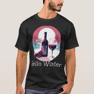 Hübsche Wintersaison mit Rotwein und Schnee T-Shirt