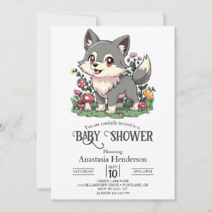 Hübsche Wolf-Babydusche Einladung