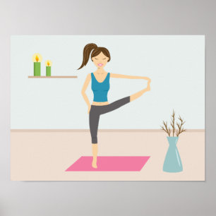 Hübsche Yoga-Frauen in einem stilvollen Zimmer Poster