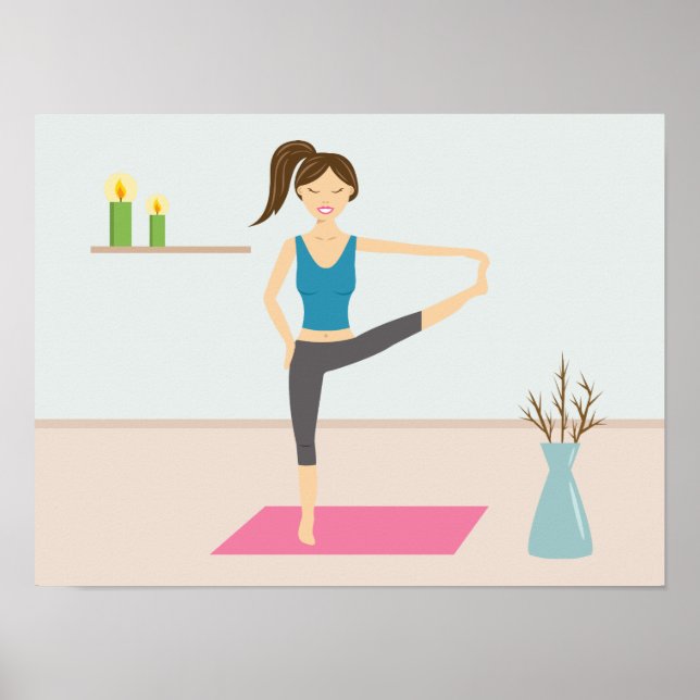 Hübsche Yoga-Frauen in einem stilvollen Zimmer Poster (Vorne)